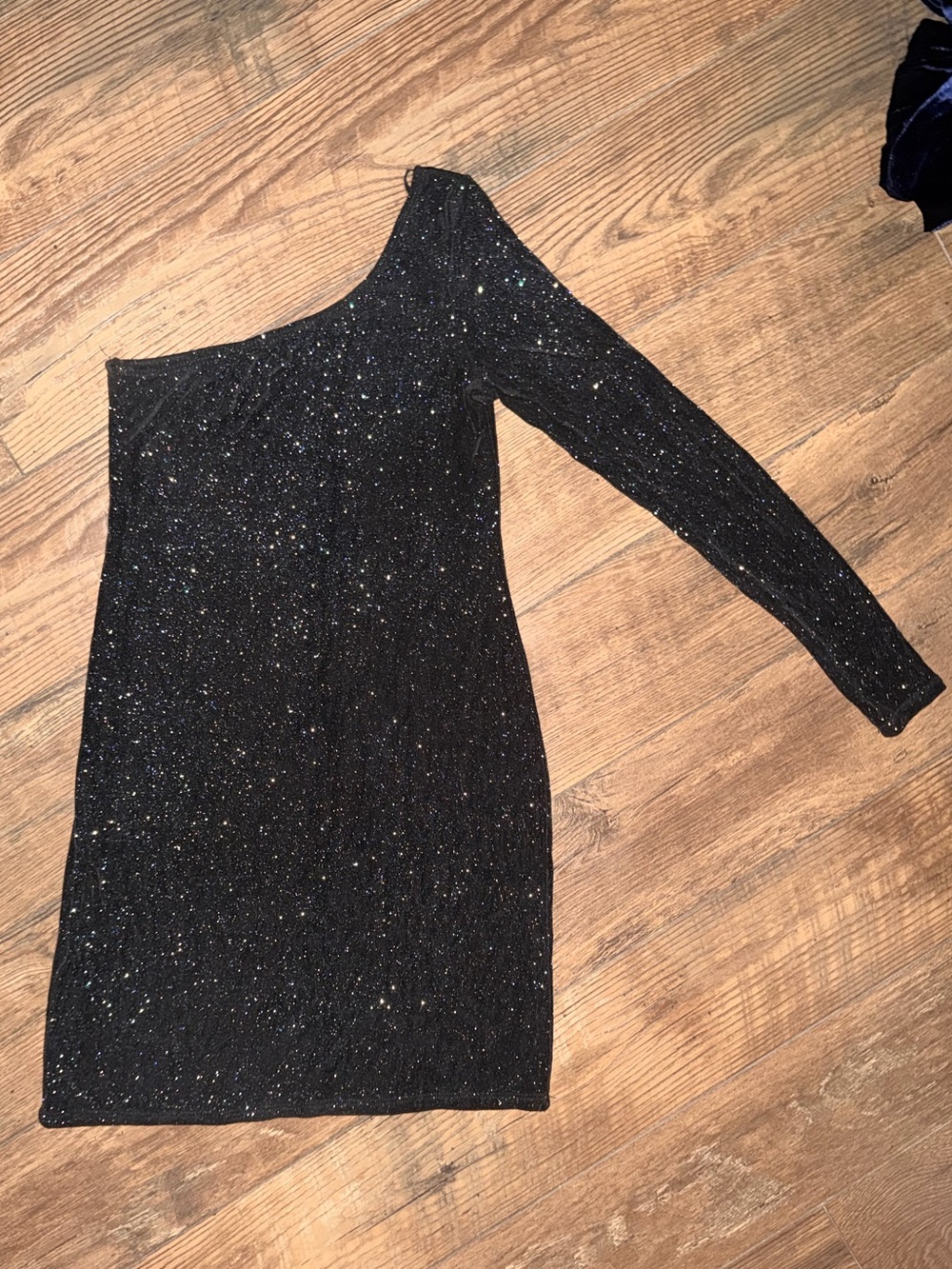 Vintage 90s Jump Apparel Glitter Shimmer Dress Black M